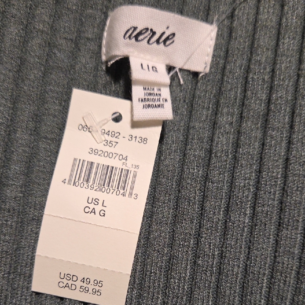 Aerie Charcoal Ribbed Top